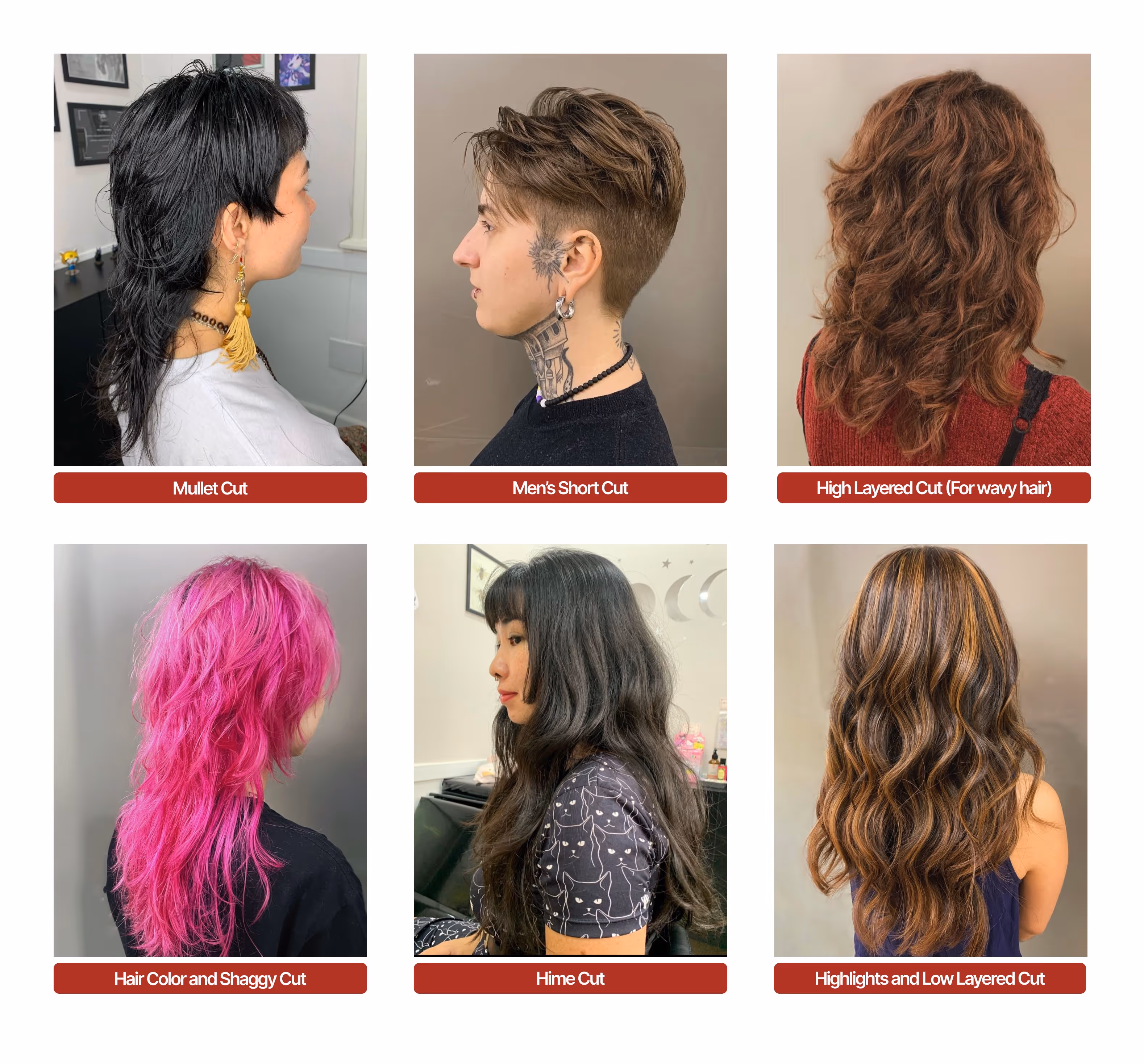 a collage of different hair styles